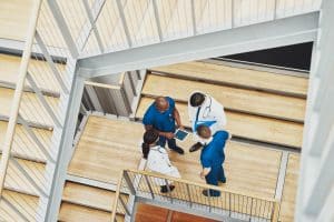medical team having an emergency discussion in healthcare construction
